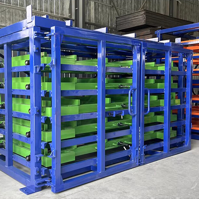 Met de hand bediende opslagraam voor platen met metaalplaten