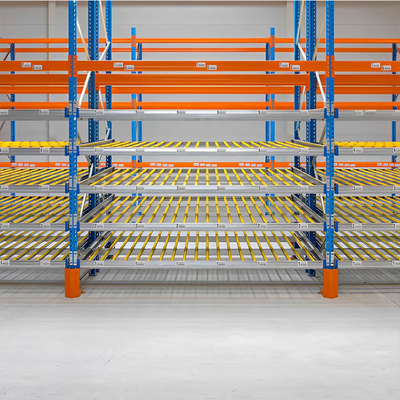 B47: Magazijn Doorloopstelling voor Kartonnen Opslagboxen Zwaartekracht Opslag Rollenstelling Karton Doorloopstelling