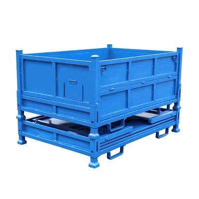 B48: lange levensduur poedercoating behandeling kunnen vouwen magazijn metaal staal stillage kooi half drop gate pallet stillage doos