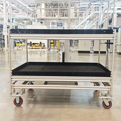 Derde generatie aluminium legering Lean Pipe Material Rack voor autoonderdelen Lean Tube Trolley Rack voor autoonderdelen opslag en transport